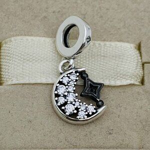 🔥🔥Pandora Sparkling Moon and Star Dangle Pendant